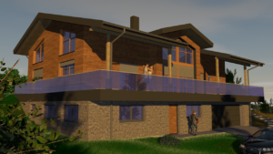 Visualisierung Wohnhaus urig-alpin